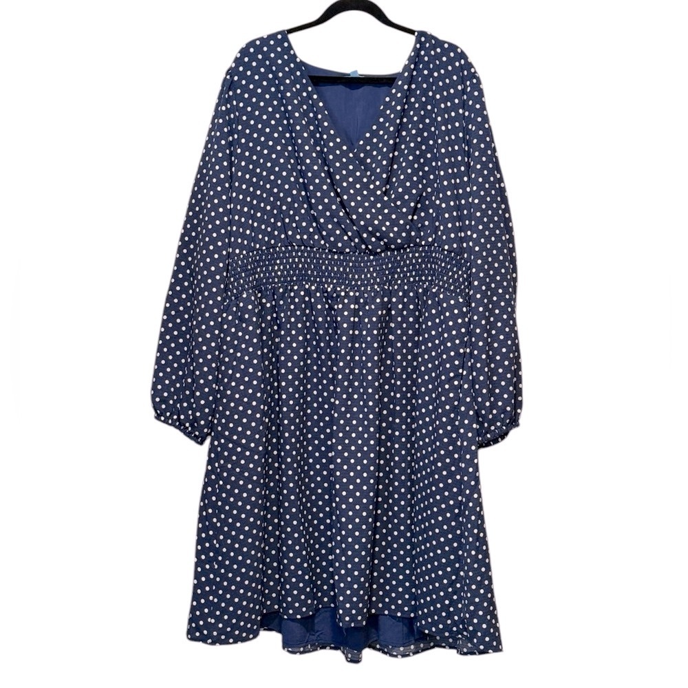 Draper James Navy Blue Polka Dot Midi Dress - Picture 3 of 15